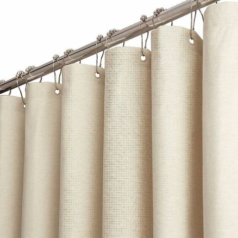 Lauwexe – Rideau de douche en tissu imperméable 180 x 180 cm – Anti-rides et anti-décoloration – 12 crochets en plastique inclus (1/5)