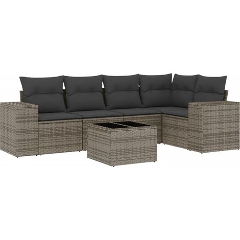 Maison Exclusive - 6-tlg. Garten-Sofagarnitur mit Kissen Grau Pol (1/3)