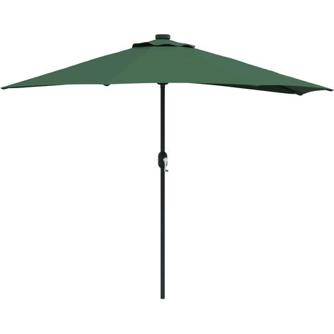 Ombrellone da giardino pieghevole moderno 294 x 150 x 224 cm con illuminazione a LED in poliestere verde 020058667