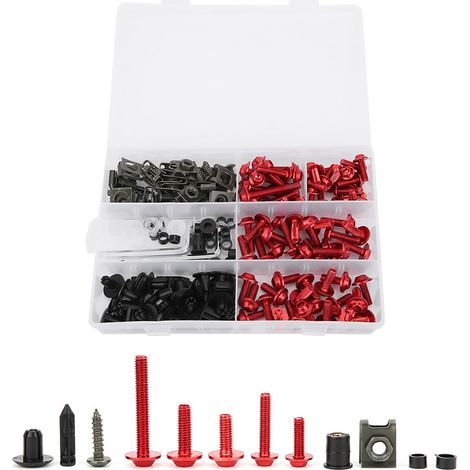 Kit de 198 vis M5 M6 pour carénage de pare-brise moto, accessoire rouge (1/5)
