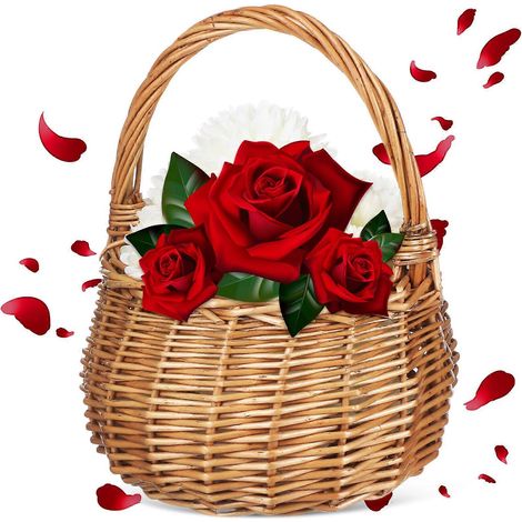 Panier à fleurs tressé, panier de mariage, panier de rangement, panier de décoration intérieure, panier de jardin avec anse (1/5)
