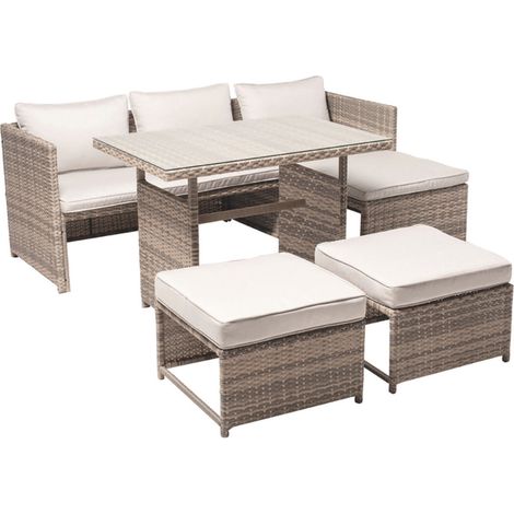 Gartenmöbelset 5-teilig aus grauem Polyrattan TENERIFE (1/5)