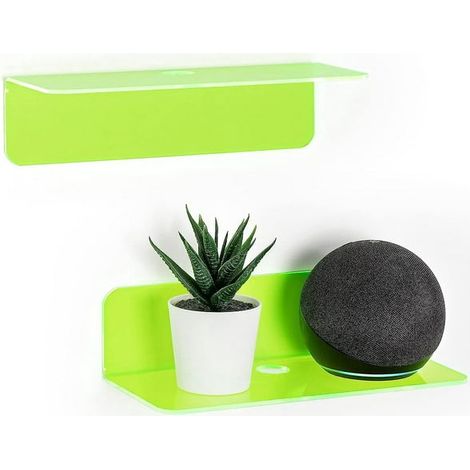 Set mit 2 neongrünen Acryl-Wandregalen – Einfache, bohrfreie Montage, erweiterbarer Stauraum für Schlafzimmer, Badezimmer und Küche (1/5)
