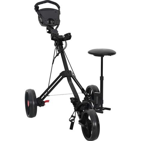 Voiturette de golf avec siège, noire, 95 x 69 x 114 cm, en fer.