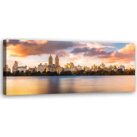 Tableau sur toile Coucher de soleil sur la ville 90x30 (1/5)