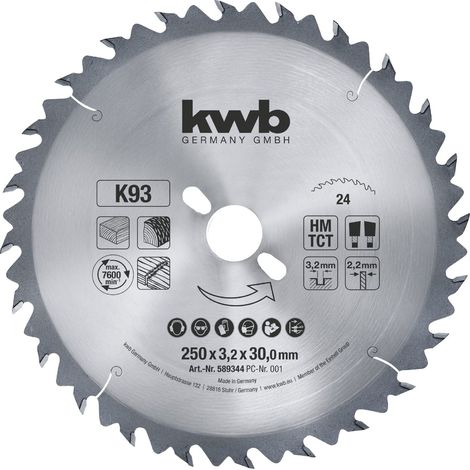 Lame de scie circulaire 250 x 30 mm, coupe très rapide, lame de scie adaptée au bois tendre et dur, au bois massif de construction et aux panneaux de bois (1/5)