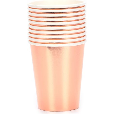 Lot de 20 gobelets en papier compostables et recyclables pour boissons, jus, café, thé, or rose (1/5)