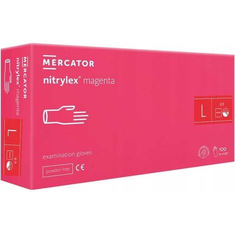 Nitrilhandschuhe, 100 Stück, 9-L, Nitrylex Magenta