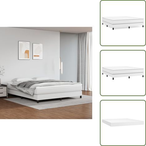 Boxspringbett mit Matratze Weiß 160x200 cm Kunstleder - Boxspringbett - Doppelbett - Bettauflage - Matratze - Kunstleder (1/5)