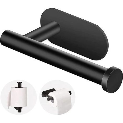 Portarrollos de papel higiénico sin taladrar，Portarrollos de papel higiénico de acero inoxidable para montaje en pared para cocina，negro (1/5)