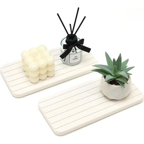 Lot de 2 Plateaux en Pierre de Diatomite, Absorption Rapide, Antidérapant, pour Évier de Cuisine et Salle de Bain (1/5)