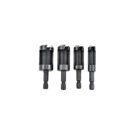 Juego de 4 brocas para madera, vástago redondo, acero al carbono, herramienta para cortar tapones de madera, juego de brocas para carpintería, tamaños métricos: 6 mm/10 mm/13 mm/16 mm - Crezuo