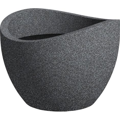 Pot à fleurs Wave Globe 60 – Jardinière cylindrique en plastique recyclé – Couleur granit noir – Diamètre 59,5 cm – Hauteur 44,5 cm – Résistant au gel et aux UV – Scheurich (1/5)
