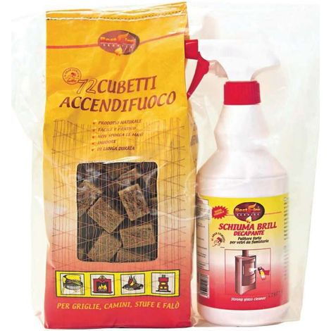 Kit Accensione e Pulizia Stufa - Brill Schiuma e Cubetti Accendifuoco