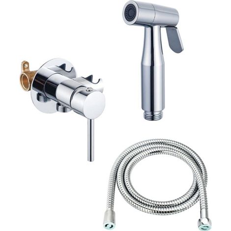 Fortifura Calvi Mitigeur Bidet - support douchette - flexible de douche 100cm - douchette bidet - chrome (1/5)