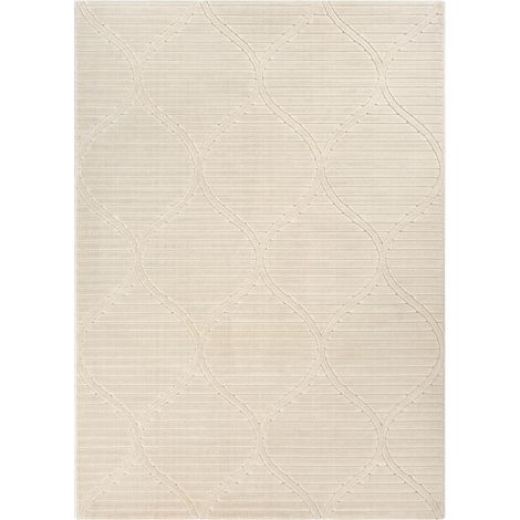 Tapis shaggy rectangulaire 80x150 cm beige – Tissé en polypropylène – Anti-poussière et anti-acariens – Adapté au chauffage par le sol – Unamourdetapis (1/5)