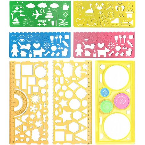 7 Pièces Normographe, Règle De Pochoir, Règle De Pochoir De Dessin en Plastique, Règles en Plastique, Normographe Geographie, Géométrie De Dessin Précise, Convient Au Bureau,À L'École (7 Styles) (1/5)