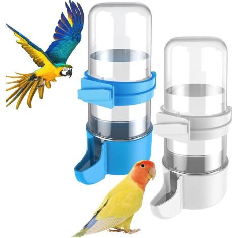 BUNTHAUS 2 Pcs Distributeur d'eau Automatique pour Oiseaux, Mangeoire à Eau Automatique pour Oiseaux, Accessoires de Cage pour Perroquet & Hamster, Distributeur d'eau Blanc et Bleu pour Perruche (1/5)