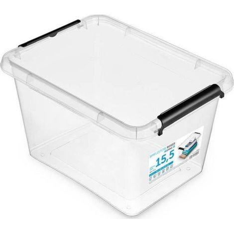 Cache Conteneur - Boîte Plastique Avec Couvercle Fermé - Pour Rangement Intérieur Ou Extérieur - 15,5 L (1/2)