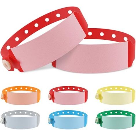 Irovami 100 bracelets en vinyle pour identification hospitalière, imperméables, ajustables, jetables (couleur rouge) (1/5)