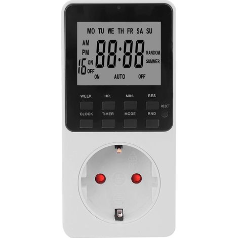Minuterie Électronique Prise Type F - Programmable Hebdomadaire, Mode Aléatoire, 3680W 16A, 230V 50Hz (1/5)