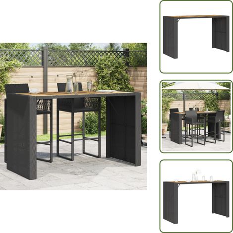 Rattan sintetico - vidaXL Tavolo Bar da Giardino Piano in Acacia 185x80x110 cm Polyrattan - Tavolo da giardino in legno