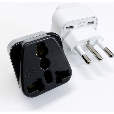 Adaptateur de voyage prise standard italien 3 broches 10A 250V ABS et cuivre pur Noir noir 40 g – Livraison gratuite