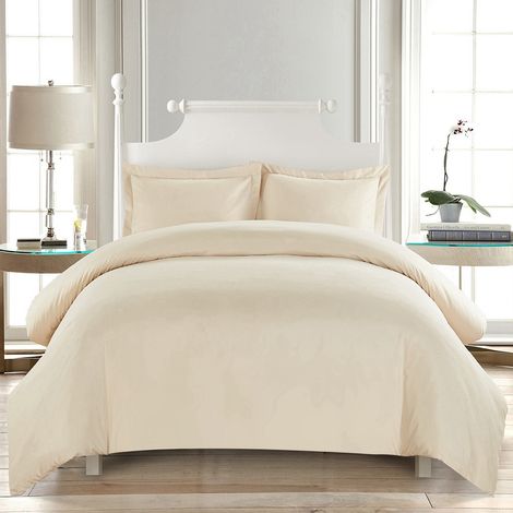 Blaues Bettwäscheset, Twin Queen King, bedruckte Baumwolle, weich und schlicht (USA-Queen Beige) (1/4)