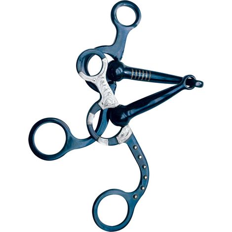 Morso western snodato blu in acciaio inox pieno con chiamate decorate 10 mm