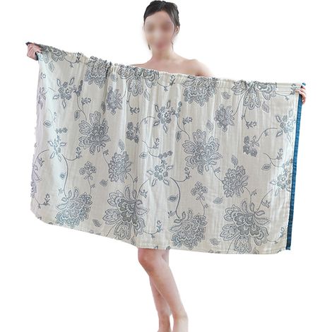Peignoir - 100 % Coton - Fermeture À Boutons Et Velcro Réglable - Longueur Genou - Pour Femme (1/5)