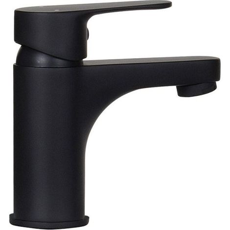 Matte black mixer tap for hand basins – Copper and zinc alloy – Elegant finish for modern bathrooms – Hot and cold water (1/5)