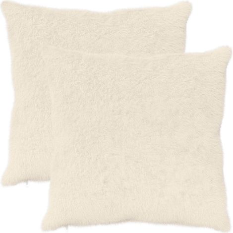 Cushion Cover 2 pcs HEERLEN White 65 x 65 cm Faux Rabbit Fur vidaXL