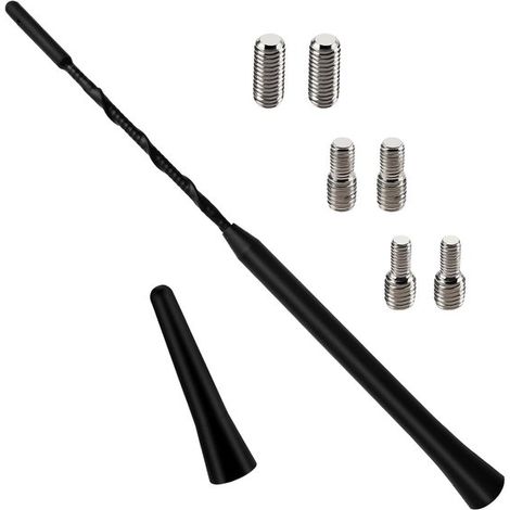 2 x Antenas para coche - Antena DAB FM para techo de coche - Antena corta universal con 6 tornillos (M4 M5 M6) para recepción de radio FM/AM (23+6,5 cm)