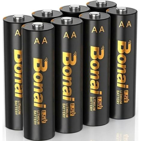 Lot de 8 Piles Lithium AA 1.5V 3400mAh de Haute Capacite 3400mAh, 1.5V, Non-rechargeable, conservation 10 ans, faible autodécharge, anti-fuite, parfait pour manettes (1/5)