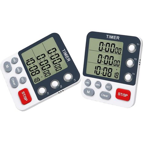 Multifunktionaler Dreikanal-Timer mit ABS-Alarmfunktion, geeignet zum Kochen und für körperliche Betätigung.