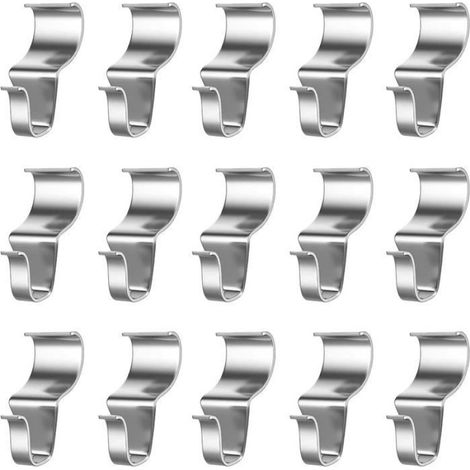 Lot de 15 Crochets pour bardage PVC, Acier inoxydable, Sans perçage, Profil bas, Argenté, Décoration extérieure (1/5)