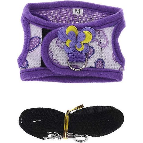 Ensemble harnais laisse gilet chaud réglable pour petits animaux, rongeurs hamster lapin, corde en nylon violet (M).