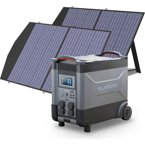 ALLPOWERS Estación de energía portátil R4000 con 2 x 100W Paneles Solares, batería LFP de 3456Wh, 4 Tomas CA 4000W (6000W Pico), Carga Rápida de 1.2H, generador solar para Acampar, Cortes, UPS Backup (1/5)