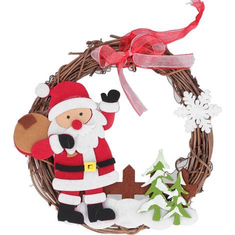 Weihnachtskranz aus PVC für die Tür, keine Montage erforderlich, farbecht, leicht zu reinigen, Fensterdekoration mit Weihnachtsmann (1/5)