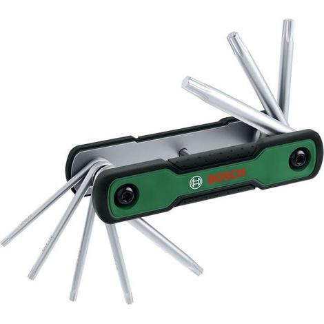 Jeu de clés Torx pliantes Bosch 8-en-1 TX9–TX40 Chrome-vanadium Poignée softgrip (1/5)