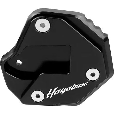 (Noir avec logo) Compatible avec SUZUKI HAYABUSA GSX1300R GSX-R 1300 2007-2021 Moto - Béquille latérale CNC - Extension de béquille - Plaque de support maxpower (1/4)