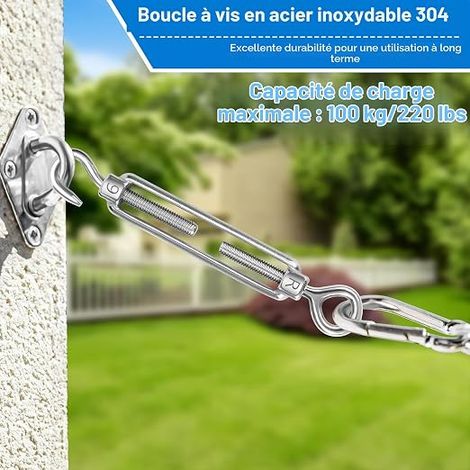 Tendeur Cable en Acier Inoxydable, M6 Tendeur de Fil, Ridoir pour Câble, Réglable Crochet et œillet, Utilisé pour Cordes à linge, Suspendre, Cable de Garde Corps (1/4)