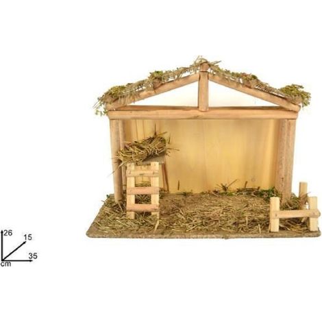 Cabane Avec échelle Toit En Jute 35x26x15 Cm Décoration De Crèche Décoration De Noël