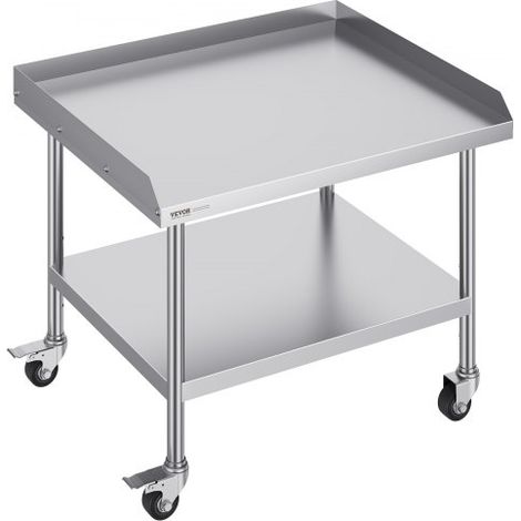 Arbeitstisch aus Edelstahl, gewerblicher Arbeitstisch zur Lebensmittelzubereitung mit 4 Rädern, Lenkrollen, 3-seitiger Spritzschutz, 762 x 914 x 762 mm Arbeitstisch für Restaurants, Hotels (1/5)