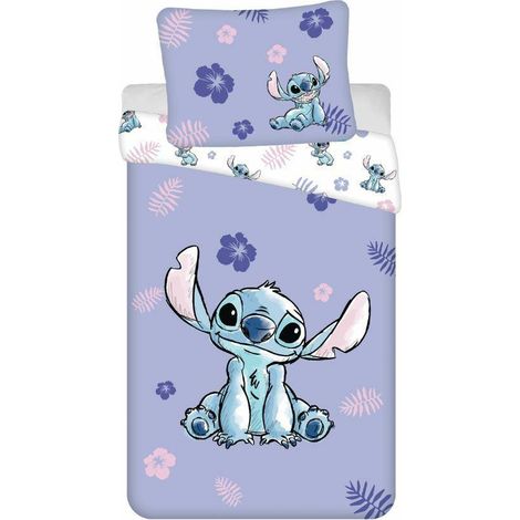 Juego de cama 140x200 Lilo y Stitch, funda de almohada morada 70x90 JF 02