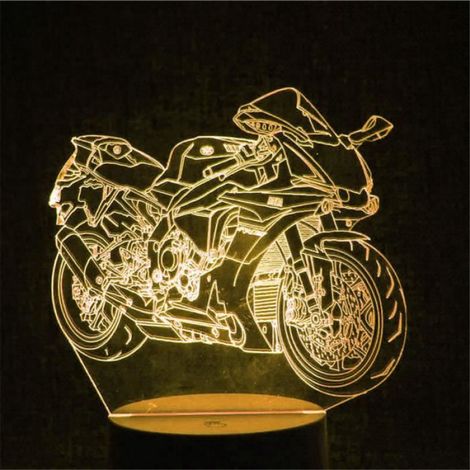 Veilleuse 3D Moto - Lampe LED à Télécommande - Décoration Chambre - Alimentation USB - Hauteur 216 mm - 5 W (1/4)