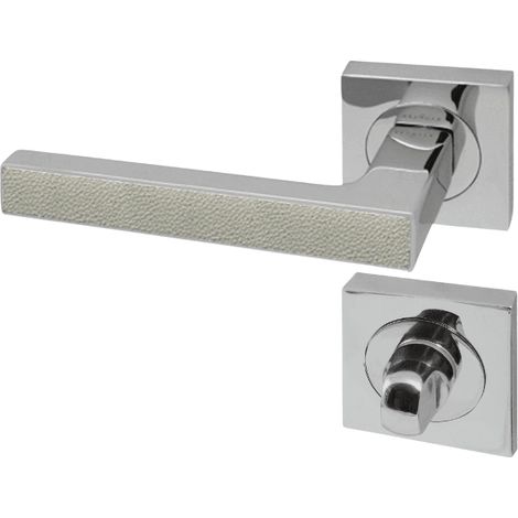 Poignée de porte d'intérieur Premium chrome Cuir Argile à condamnation (1/3)