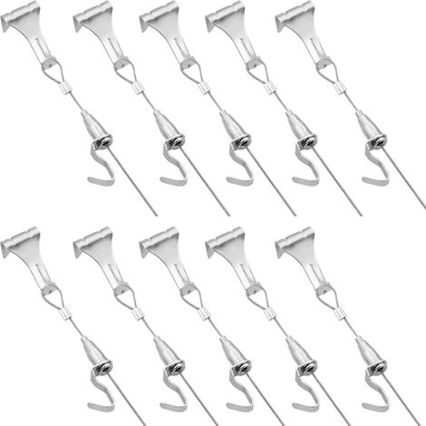 Lot de 10 rails pour photos de 2 m, avec corde métallique, rail de galerie pour miroir et cadre, crochet réglable + crochet de forme, capacité de charge 40 kg, accessoires pour crochets photo (1/5)