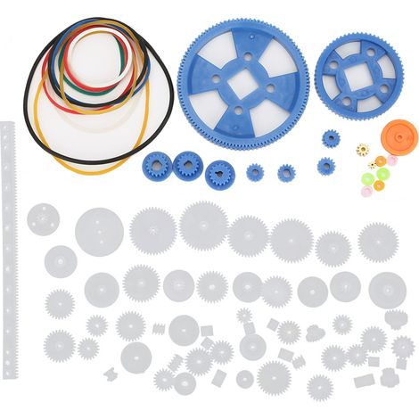 80pcs jeu d'engrenages en plastique pour boîte de vitesses, courroie, poulie, arbre et douille, kit DIY pour robot scientifique (1/5)