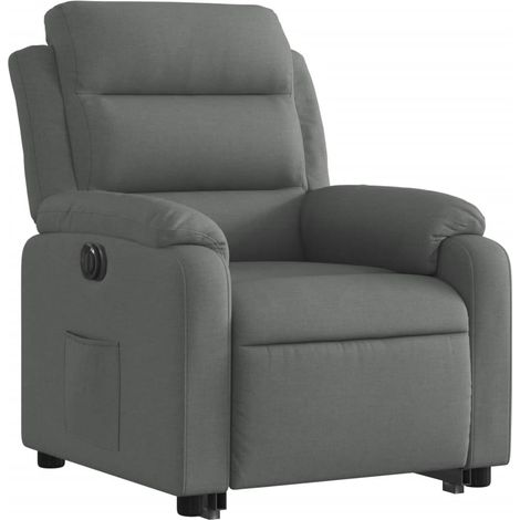 Poltrona relax TV con comodissima funzione di sollevamento elettrico in tessuto grigio DEC028364